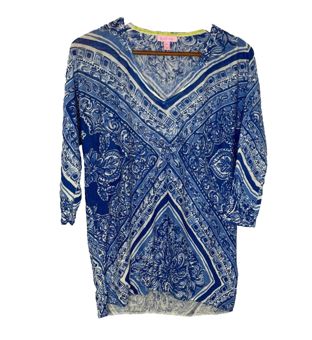 Women's XS/S Lilly Pulitzer Open Water Linen Blue Crush Jameson Sweater
